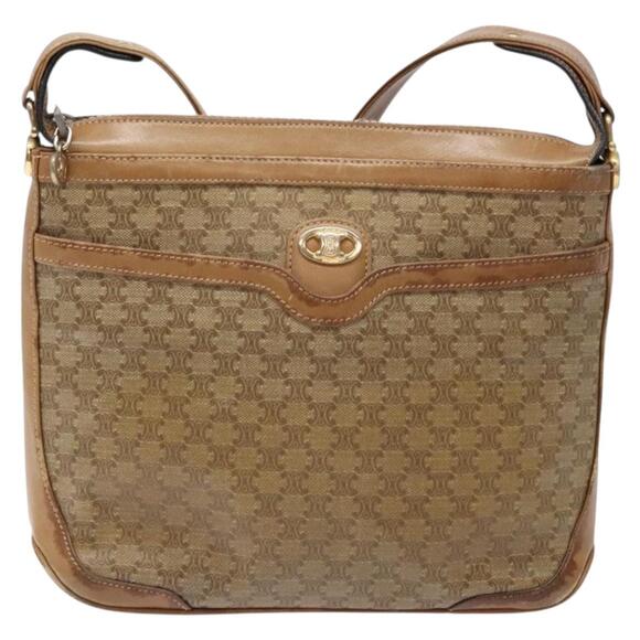 CELINE Macadam Canvas Shoulder Bag Pvc Beige Gold - Picture 2 of 13